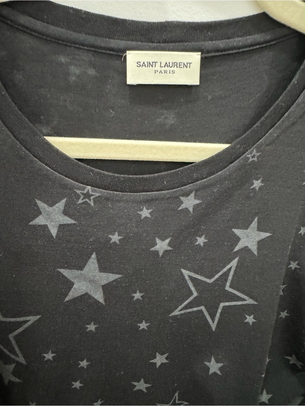 Saint Laurent Black Tee With Gray Star Motif View 2